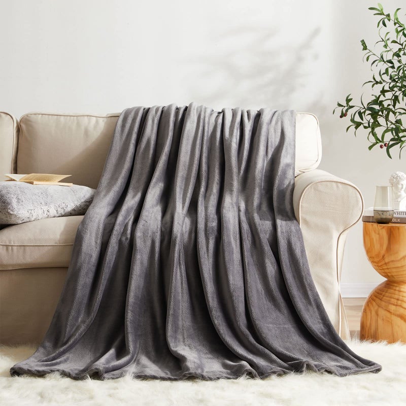 KMUSET Fleece Blanket Twin Size Dark Grey Lightweight Throw Blanket Super Soft Cozy Microfiber Blanket Factory Shop - Image 1